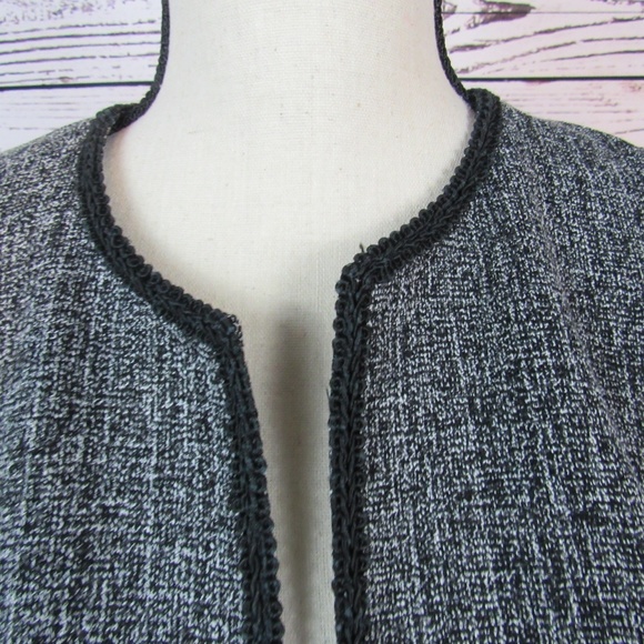 K Petite gray/white/black tweed open front jacket - Picture 3 of 7